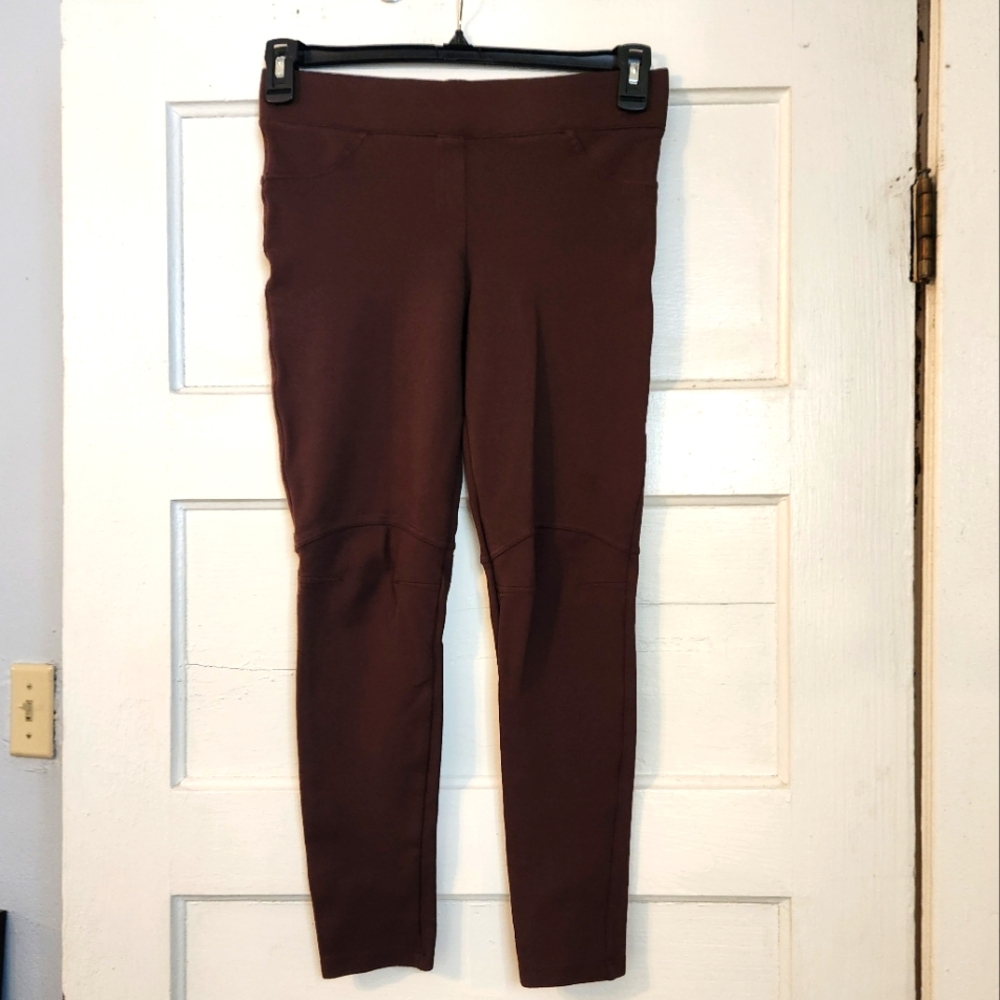Zara Basic Pants, Slim Fit Stretchy Pull On, Brown, Size Large EUC. Fitted
